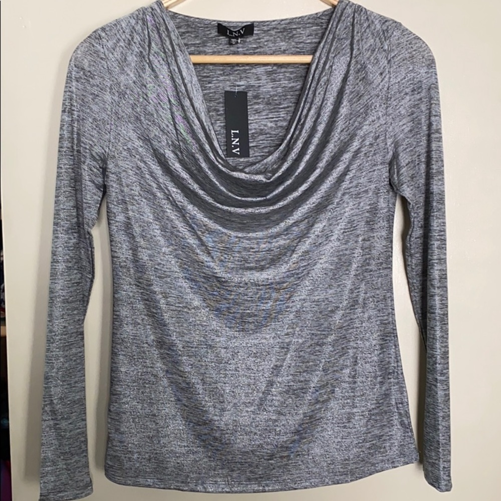 L.N.V waterfall neckline shirt